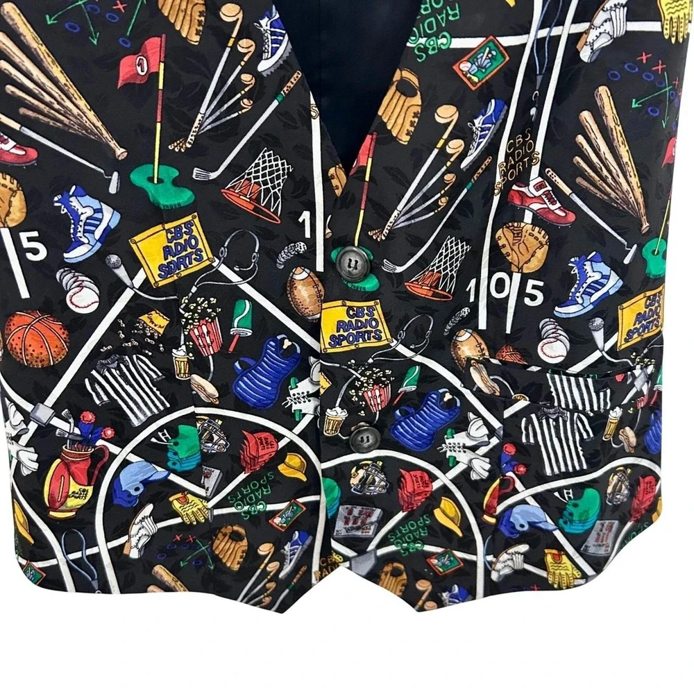 Nicole Miller‎ Mens 100% Silk Sports Print Vest Size M